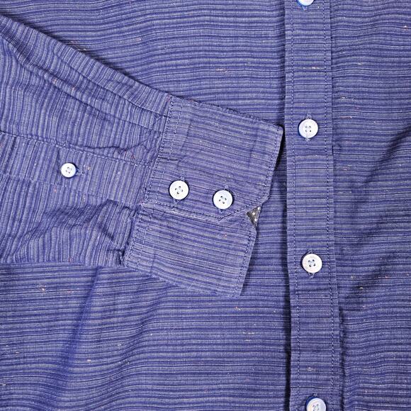 Robert Graham Men Flip Cuff Button-Up Shirt Stripe Flecked Cotton Paisley Blue M - Picture 9 of 16